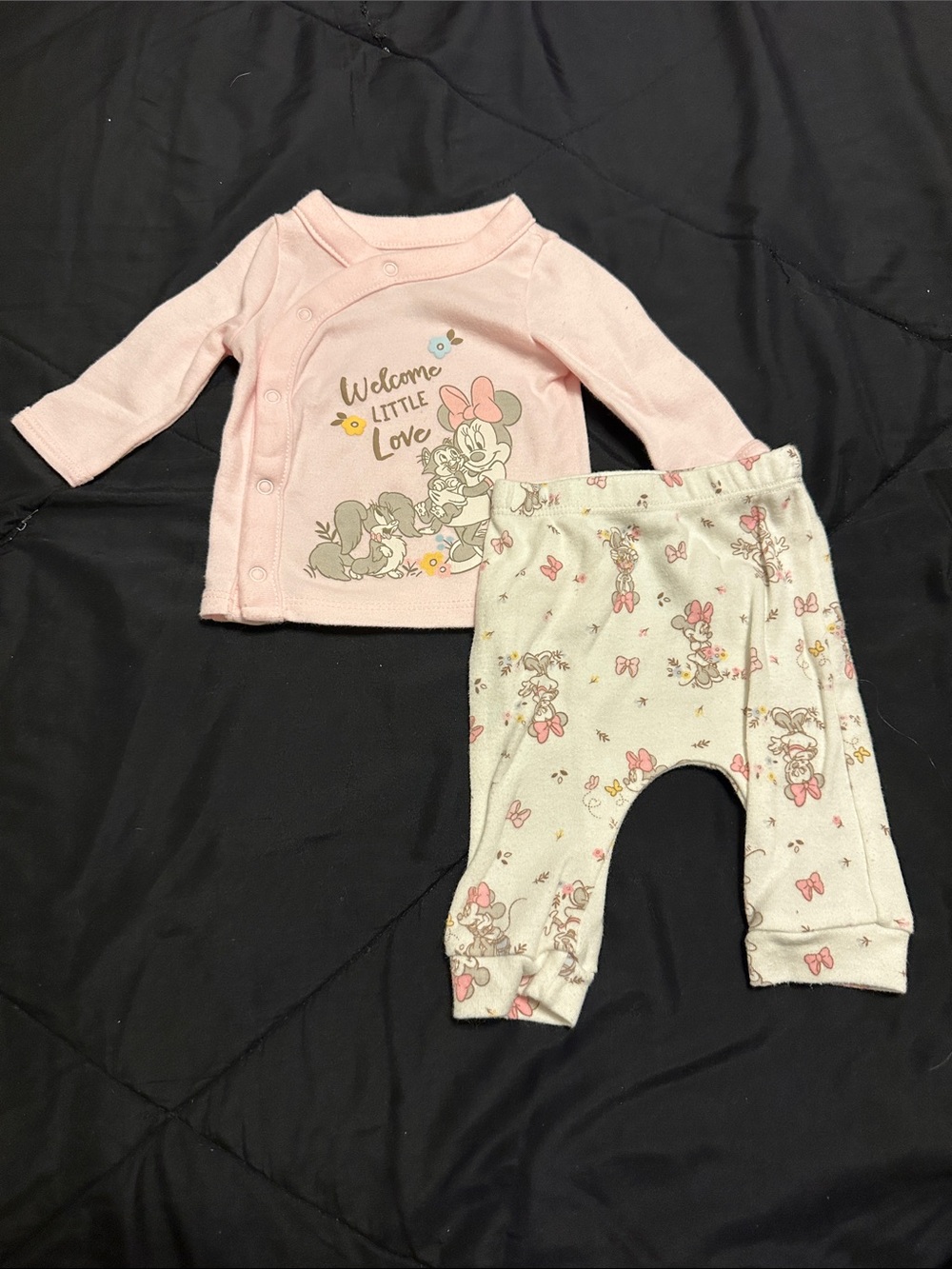 Disney Pink and Cream Minnie Mouse Baby Pajama Set